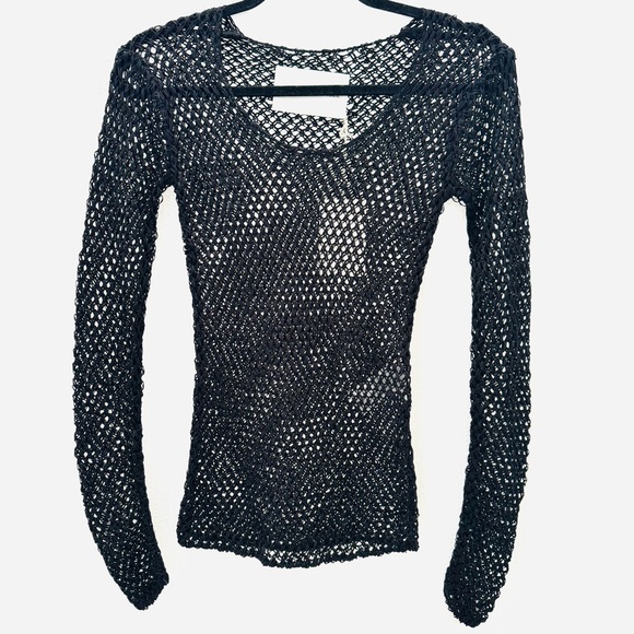 By Malene Birger Black Open Knit Top Size XXS - Picture 1 of 6
